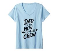 Femme « Dad of The New to The Crew Boys Girls Dad's of The Newborn » T-Shirt avec Col en V