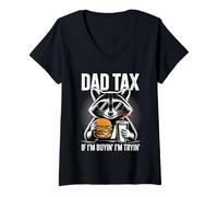 Femme Dad Tax If i'm Buying I'm Trying Funny Raton laveur Fête des pères T-Shirt avec Col en V
