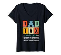 Femme Dad Tax Noun Portion d'un article qu'il achète T-Shirt avec Col en V