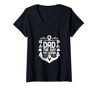 Femme Dad The Guy The Legend Unique Family Emblem T-Shirt avec Col en V