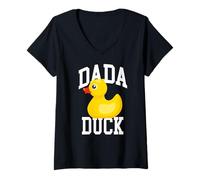 Femme Dada Duck, Duck Papa Cadeau pour Amoureux du Canard T-Shirt avec Col en V