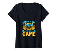 Femme Daddy is my Name Spoiling is my Game Funny Dad Gaming Quotes T-Shirt avec Col en V