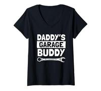Femme Daddy's Garage Buddy Car Lover Car Lover Mechanic Garage Car Guy T-Shirt avec Col en V
