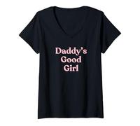 Femme Daddy's Good Girl - Cadeau Sexy pour Petite Amie ou Femme T-Shirt avec Col en V