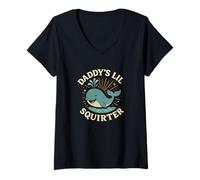 Femme Daddys Lil Funny Whale Women Inappropriate Women Nasty Dirty Humour T-Shirt avec Col en V