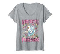 Femme Daddy's Little Princess Fairy Oie avec Baguette Magique T-Shirt avec Col en V