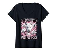 Femme Daddys Little Princess Wolf, drôle, Gay, LGBTQ T-Shirt avec Col en V