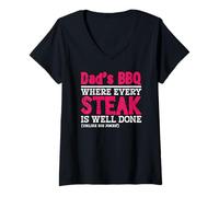 Femme Dad's BBQ Where Every Steak is Well Done (contrairement à ses blagues!) T-Shirt avec Col en V