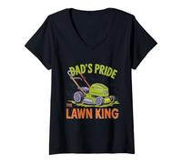 Femme Dad's Pride The Lawn King Tondeuse T-Shirt avec Col en V