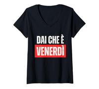 Femme Dai Che è venerdì T-Shirt avec Col en V