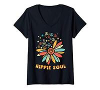 Femme Daisy Peace Sign Hippie Soul Tshirt Cute Daisy Lover Gifts T-Shirt avec Col en V