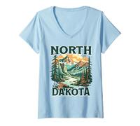 Femme Dakota du Nord T-Shirt avec Col en V