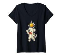 Femme Dalmatien Dancing Under Disco Ball T-Shirt avec Col en V