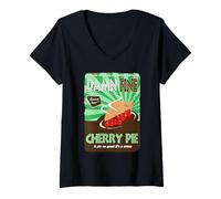 Femme Damn Fine Cherry Pie A Pie So Good It's A Crime T-Shirt avec Col en V