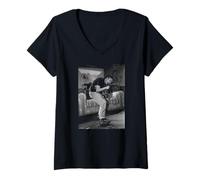 Femme Damon Albarn Blur Leisure Era 1990 Photo par Andy Willsher T-Shirt avec Col en V