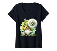 Femme Dandelion Flower For Hippie Mom And Dad Funny Garden Gnome T-Shirt avec Col en V