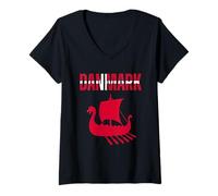 Femme Danemark Danemark Heritage Design We Were Vikings Men T-Shirt avec Col en V