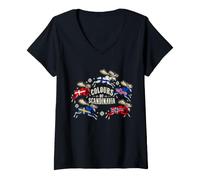 Femme Danemark Finlande Île Norvège Suède Scandinavie T-Shirt avec Col en V