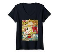 Femme Danger Mouse and Penfold Bande dessinée rétro T-Shirt avec Col en V