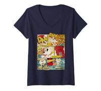 Femme Danger Mouse & Penfold Bande dessinée vintage T-Shirt avec Col en V