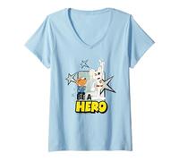 Femme Danger Mouse & Penfold Be A Hero Rétro T-Shirt avec Col en V