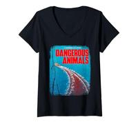 Femme Dangerous Animals Poster T-Shirt avec Col en V