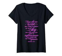 Femme Daniel 12:3 Those Who are Wise Will Shine Bible Verse Prière T-Shirt avec Col en V