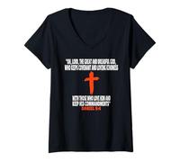 Femme Daniel 9:4 Écriture des versets bibliques T-Shirt avec Col en V
