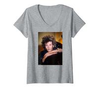 Femme Daniel Ash Bauhaus Bela Lugosi's Dead par Michael Grecco T-Shirt avec Col en V