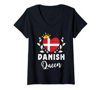 Femme Danish Queen Denmark Flag Proud Danish Woman T-Shirt avec Col en V