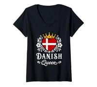 Femme Danish Queen Denmark Flag Proud Danish Woman T-Shirt avec Col en V