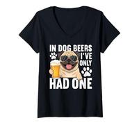 Femme dans Dog Beers, Je n'ai mangé qu'un Seul Carlin Amusant T-Shirt avec Col en V