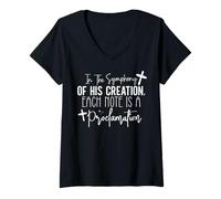 Femme dans la Symphonie de Sa Création, Chaque Note Résonne T-Shirt avec Col en V