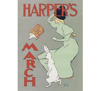 Femme dans le vent avec le lièvre de mars par Edward Penfield 1866-1925. Poster publicitaire Harper's New Monthly Magazine pour mars 1895. Poster imprimé par Ken Welsh (28 x 40 cm)