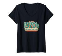 Femme dans Les années 1970, Les Dessins animés étaient Cool Style psychédélique Groovy T-Shirt avec Col en V