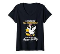 Femme Dans l'intérêt de la transparence totale Lemon Suasy T-Shirt avec Col en V