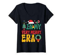Femme dans ma très Joyeuse époque - Cute Groovy Xmas T-Shirt avec Col en V