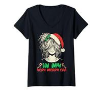 Femme dans ma très Joyeuse époque - Cute Groovy Xmas T-Shirt avec Col en V