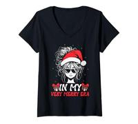 Femme dans ma très Joyeuse époque - Cute Groovy Xmas T-Shirt avec Col en V