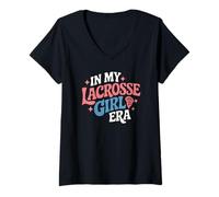 Femme dans Mon Époque Fille de Lacrosse Cool T-Shirt avec Col en V