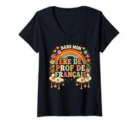 Femme dans Mon Ere De Prof De Francais Drôle Prof De Français T-Shirt avec Col en V