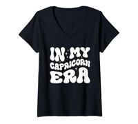 Femme Dans mon ère du Capricorne x Saison du Capricorne T-Shirt avec Col en V