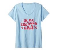 Femme Dans mon ère engagée, mariée rétro, enterrement de vie de jeune fille, demoiselle d'honneur T-Shirt avec Col en V