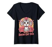 Femme dans Mon Exposition Cat Era Funny Cat Lover Enthusiasts T-Shirt avec Col en V