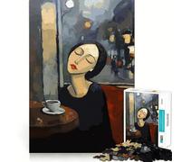 Femme dans Un café la Nuit Puzzle de 1000 pièces Jeu de réflexion et d'exercice Emboîtement précis sans espaces Défi cérébral interactif pour la Maison (50x75cm)