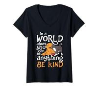 Femme dans Un Monde dans lequel Vous Pouvez Tout être, Soyez Amical. T-Shirt avec Col en V