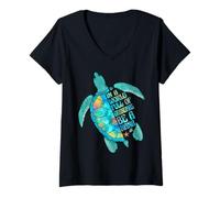 Femme dans Un Monde Plein de Grands-mères, Soyez Une Nana, Une Tortue de mer T-Shirt avec Col en V