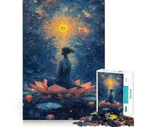 Femme dans Une Fleur de Lotus Puzzle de 1000 pièces pour Adultes Jeu de Concentration mentale Découpe de Haute précision Activité Manuelle à Partager en Famille ou Entre Amis (50x75cm)
