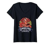Femme Danse Andalouse Flamenco Passion espagnole Design Vintage T-Shirt avec Col en V