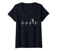 Femme Danse Battement De Coeur Cadeau Pour Danseurs T-Shirt avec Col en V